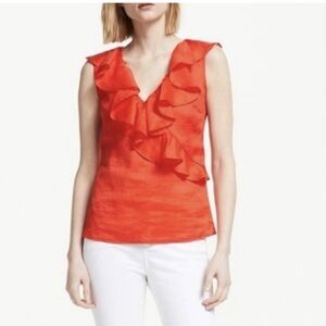 Boden Women's Alicia Red Ruffle Frill Sleeveless Blouse, size 10